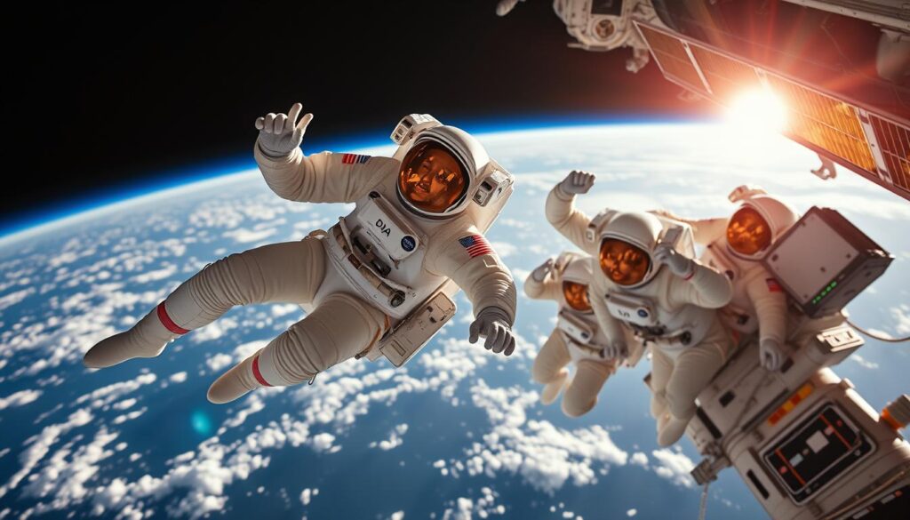 Chinesische Astronauten in Schwerelosigkeit