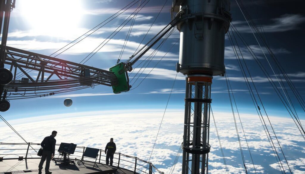 Weltraumlift technische Herausforderungen